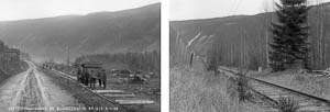 <em>Norsk Hydro</em>  ::  Vestfjorddalsbanen. Skinnelegning. Km. 11.14. 2. november 1908<br><em>Per Berntsen</em>  ::  Rjukanbanen ved Tvergrot, 17. november 2004