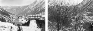 <em>Norsk Hydro</em>  ::  Rjukan sett fra Krosso, ca 1912<br><em>Per Berntsen</em>  ::  Rjukan sett fra Krosso, 18. mars 2005