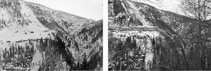 <em>Norsk Hydro</em>  ::  Rjukan I. Rørgaden, 3. januar 1908<br><em>Per Berntsen</em>  ::  Vemork sett fra Våer, 18. mars 2005