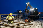 Utskifting av sviller og skinner på jernbanebrua <br> Changing sleepers and rails on the railway bridge